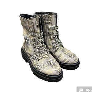Circus by Sam Edelman Plaid Gili Chunky Combat Boots Size 5.5